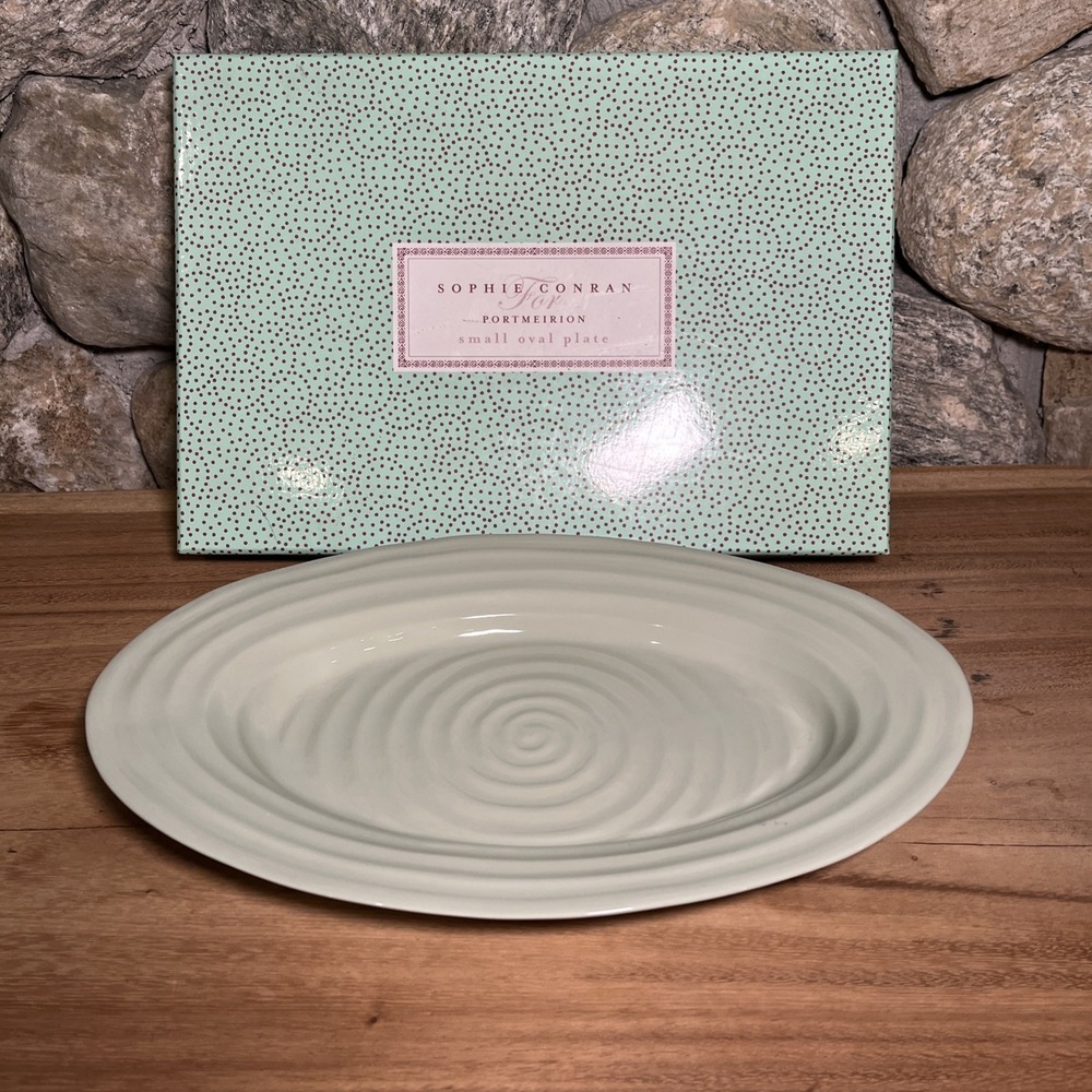 Portmeirion Sophie Conran Collection Porcelain Oval Plate, Platter - Celadon